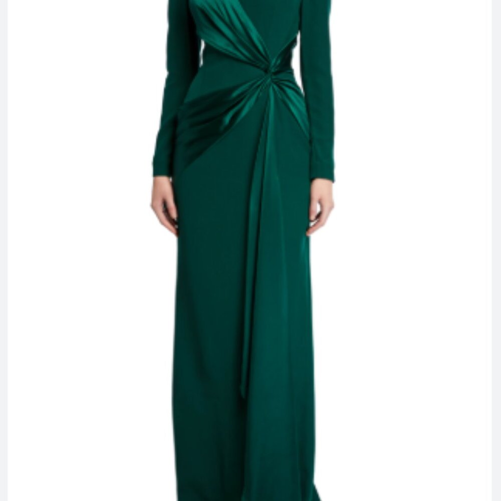 Satin draped emerald gown Rickie Freeman for Teri Jon  sz 4